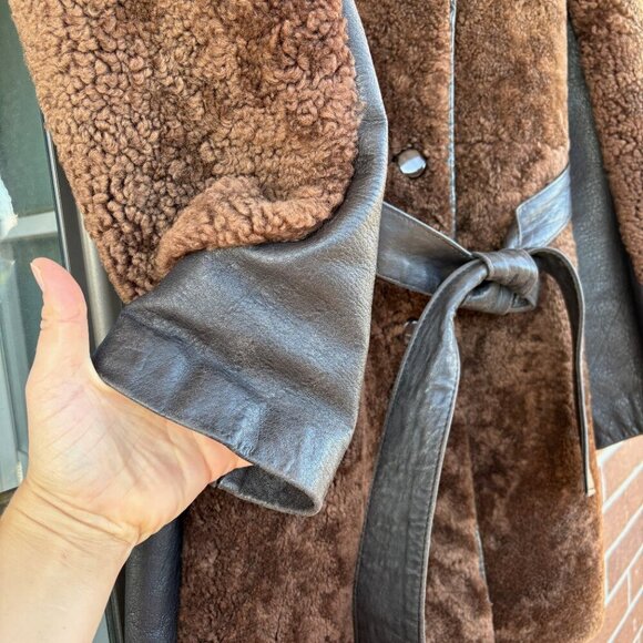 Vintage Waddington Brown Women's Sheepskin Lambskin Winter Jacket sz M - Picture 10 of 14